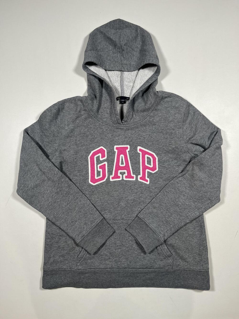 Gap Hoodie Sweatshirt Womens Medium Gray Sherpa Lined Pullover GAP Logo